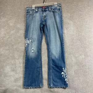 Vintage Guess USA Jeans Women 29 30X30 Embroidered DistressedY2K Blue Denim BOHO - Picture 1 of 23