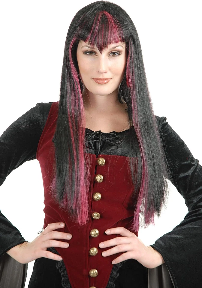 Gothic Vampira Wig Vampire Dress Up Halloween Adult Costume Accessory 3 COLORS - Image 1 of 1