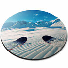 Runde Mausmatte - verschneite Bergskipiste Skifahrer Ski Büro Geschenk #8114