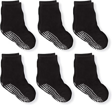 6 Pairs 1-3 years old LA Active Grip Ankle Socks for Infant/Toddler Non Slip BLK