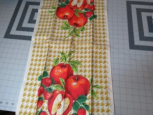 Pariser Drucke Vintage 70er reines Leinen Geschirr Tee Hand Küchentuch Äpfel mit Etikett - Bild 1 von 3
