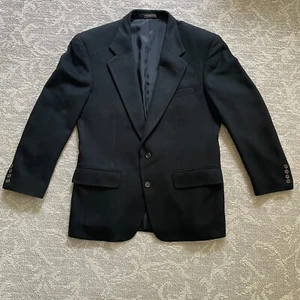 Patrick James Mens Cashmere Blazer 44 R Black Two-Button Suit Jacket Made USA - Picture 1 of 15