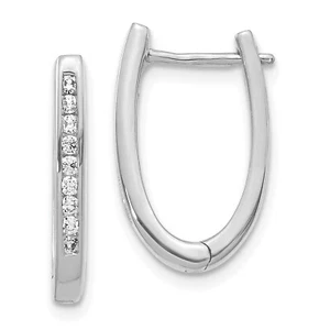 14k White Gold Lab Grown Diamond SI1/SI2, G H I, Oval Hoop Earrings LAL6853 - Picture 1 of 1
