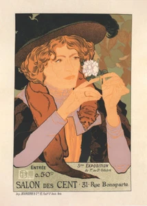 Salon des Cent Exposition d'Artby Georges de Feure 90cm x 64cm Art Paper Print - Bild 1 von 1