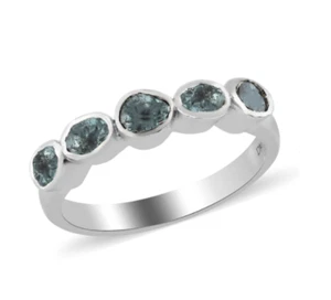 BLUE POLKI DIAMOND HALF ETERNITY RING 6 #bluediamondring #polkidiamondring #blue - Picture 1 of 7