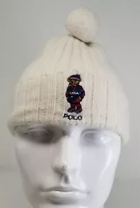 Polo Ralph Lauren Team USA 2022 Olympic Bear Knit Wool Pompom Beanie - Picture 1 of 10