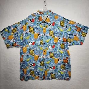 Big Dogs Mens Hawaiian Shirt 2XL Margarita Colda Recipes Print Tropical Vintage - Picture 1 of 7