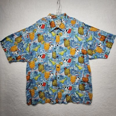 Big Dogs Mens Hawaiian Shirt 2XL Margarita Colda Recipes Print Tropical Vintage - Image 1 of 4