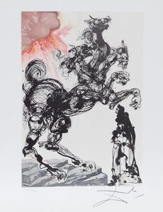 Salvador Dali, Inferno Canto 6 from the Divine Comedy, Offset Lithograph, signed - Picture 1 of 3