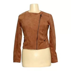 Haute Monde Motorradjacke Damen XL braun Microsuede kragenlos Stretch - Bild 1 von 2