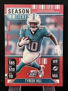 2024 Panini Contenders Optic BIGLIETTO STAGIONE ROSSO Tyreek Hill #34 Dolphins /199 - Foto 1 di 3