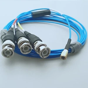 1/4-28 UNF 4-Socket plug to 3 BNC TRIAXIAL 3M CABLE CONECTOR para ACELERÓMETRO - Imagen 1 de 2
