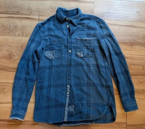 POLO RALPH LAUREN Patchwork Indigo Flanell Sashiko Stitch Blau Relaxed Gr. S - Bild 1 von 7