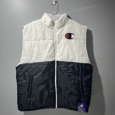 Chaleco acolchado Champion Big Logo talla 2XL blanco y negro Foto 1 de 4