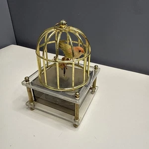 Caja de música vintage años 70 Sankyo Japón pájaro bailarín amarillo en jaula - Imagen 1 de 4