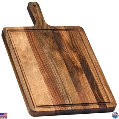 Dark Walnut Cutting Board with Handle - Charcuterie Board 16x9x0.8 in - Image 1 of 4