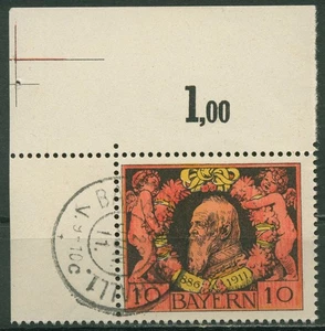 Bayern 1911 Prinzregent Luitpold 93 A Ecke 1 mit Schnittmarkierung gestempelt - Bild 1 von 1
