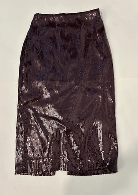 Falda lápiz midi de lentejuelas White House Black Market para mujer talla 00 en borgoña Foto 1 de 4