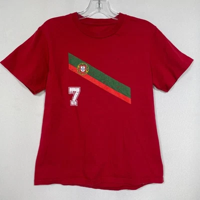 Cristiano Ronaldo #7 Portugal Red Soccer Jersey Style T-Shirt Youth SMALL - Image 1 of 4