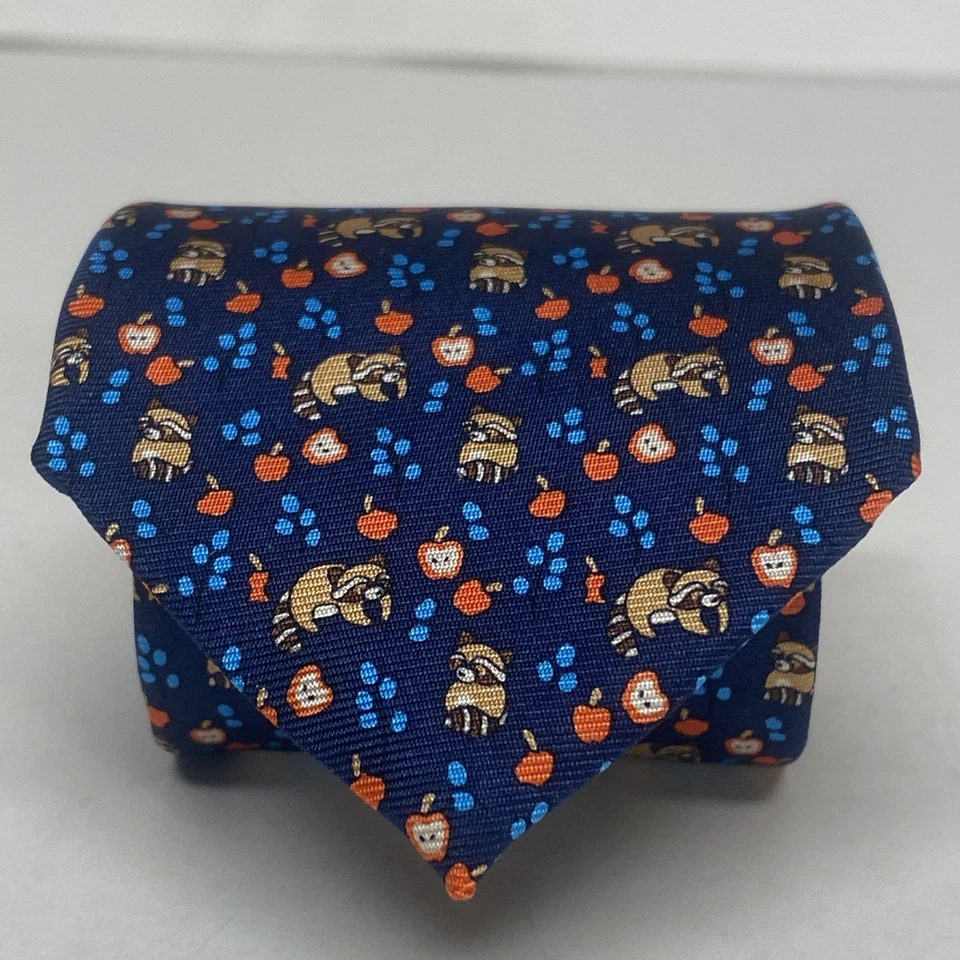 Corbata BROOKS BROTHERS POLAR ROJA Niños Repp Seda Azul Estampado Mapache EE. UU.   A50 Foto 1 de 4