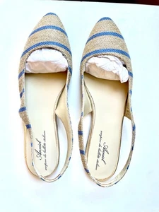 ANNIEL Designer RRP £200 Leather Gold Striped Flat Ballerina Shoes UK 5 Women 38 - Picture 1 of 5