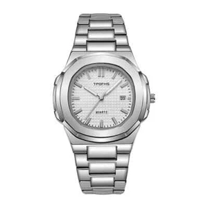 *TOP* Hochwertige Herrenuhr Edelstahl Silber Weiss - Bild 1 von 5