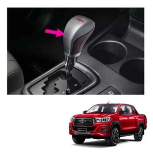 Genuine Leather Gear Knob Automatic Silver For 2015 2019 Toyota Hilux Revo - Picture 1 of 5