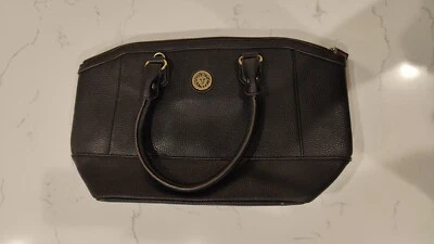 Bolso de mano Anne Klein clásico negro con interior de lunares vintage  Foto 1 de 4