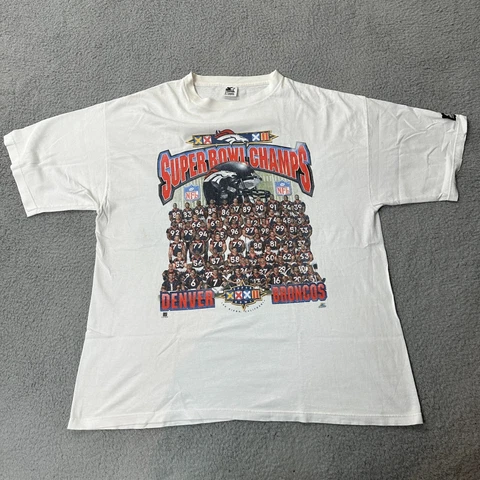 Vintage Denver Broncos Shirt Adult Extra Large White NFL Super Bowl XXXII 1997 Cover