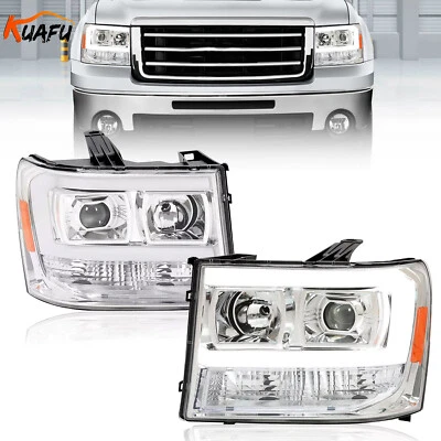 LED DRL Projector Headlights Fit 2007-2013 GMC Sierra 1500 07-14 2500HD 3500HD - Image 1 of 4