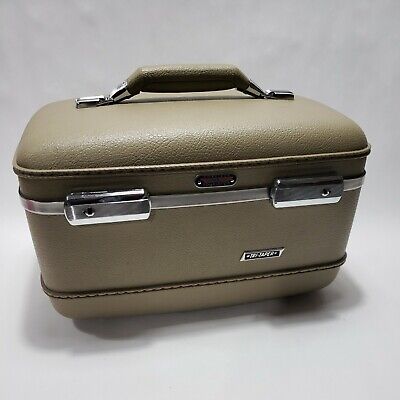 Vintage AMERICAN TOURISTER Tri-Taper Makeup Cosmetic Train Luggage TAN Clean • 22.49£
