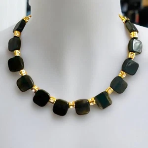 Collana Kate Spade Nera Cristalli Tono Oro Modernariato Piastrelle Lucite Vintage - Foto 1 di 9