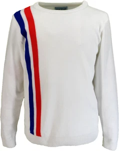 Mazeys Mens White Racing Crew Neck Jumper - Picture 1 of 2