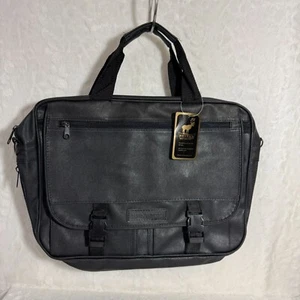 Renwick Soft Black Leather Briefcase Laptop Messenger Bag Storage - Picture 1 of 9
