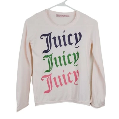 Juicy Couture Girls T Shirt Pink Long Sleeve Sz 10 Y2K NWOT Rhinestones Spellout - Image 1 of 4