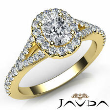 Halo U Pave Setting Cushion Diamond Engagement Split Shank Ring GIA H VS1 1 Ct