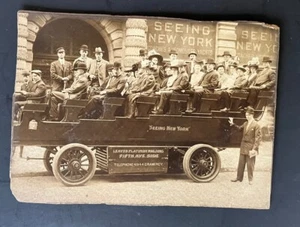 Kabinettkarte mit Blick auf das NY Flat Iron Building Tour Bus Foto aus den 1920er Jahren - Bild 1 von 14