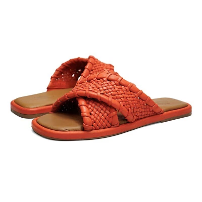 Women Spring Step Montauk Mango Red Leather Slide Sandal NEW - Image 1 of 4