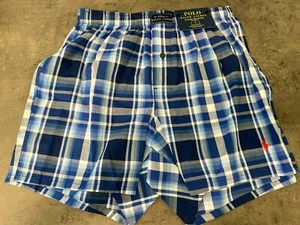 NEW Polo Ralph Lauren Men's Plaid Boxers Shorts S M L XL Woven Blue/Red Pony - Picture 1 of 7