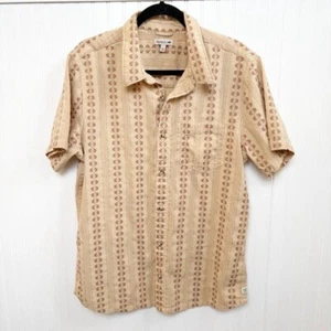 Toad & Co Treescape Beige Embroidered Short Sleeve Button Up Shirt Men’s Large - Picture 1 of 7