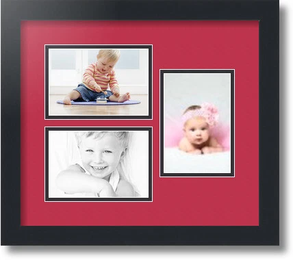 ArtToFrames Collage Mat Picture Photo Frame 3 4x6" Openings in Satin Black 389 - Image 1 of 1