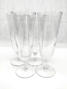 SET OF 4 VINTAGE LIBBEY GLASS FOOTED PILSNER PORTER BEER GLASSES  TOLEDO OHIO  - Picture 1 of 4