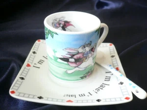 Alice im Wunderland...Miniatur Teeservice für 2...Tasse/Untertasse/Löffel...Unikat! - Bild 1 von 2