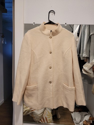 OFF WHITE Cappotto Lands' End bambino lana panna con bottoni taglia 14