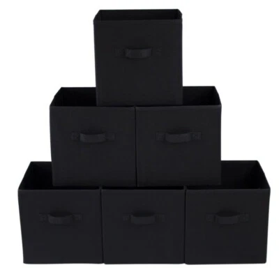 New Collapsible Cube Fabric Storage Bins (10.5" x 10.5") 6 Pack,Rich Black - Image 1 of 4