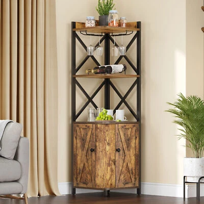 5 Tier Kitchen Corner Bar Cabinet Tower Wine Liquor Open Storage Display Rack - Image 1 of 4