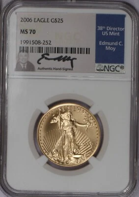 2006 Gold Eagle 1/2 oz. $25 NGC MS70 w/ Edmund C. Moy Autograph - Image 1 of 2