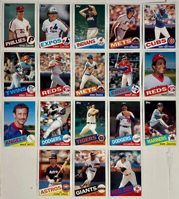 Lote de 18 tarjetas de béisbol 1985 Topps súper tamaño 5x7 conjunto parcial Foto 1 de 4