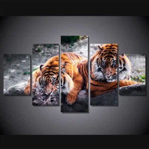 Wild Tiger Couple Animal Canvas Prints Painting Wall Art Home Decor Picture 5PCS - Picture 1 of 1