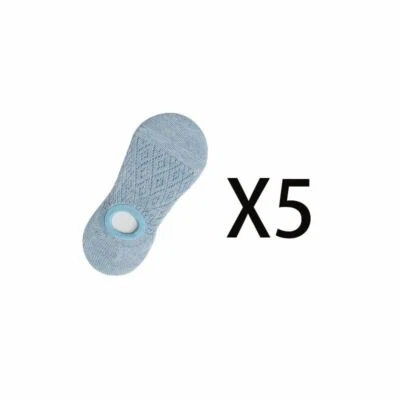 5 pares de calcetines para mujer mujer color liso malla tobillo algodón corte bajo no show Foto 1 de 4